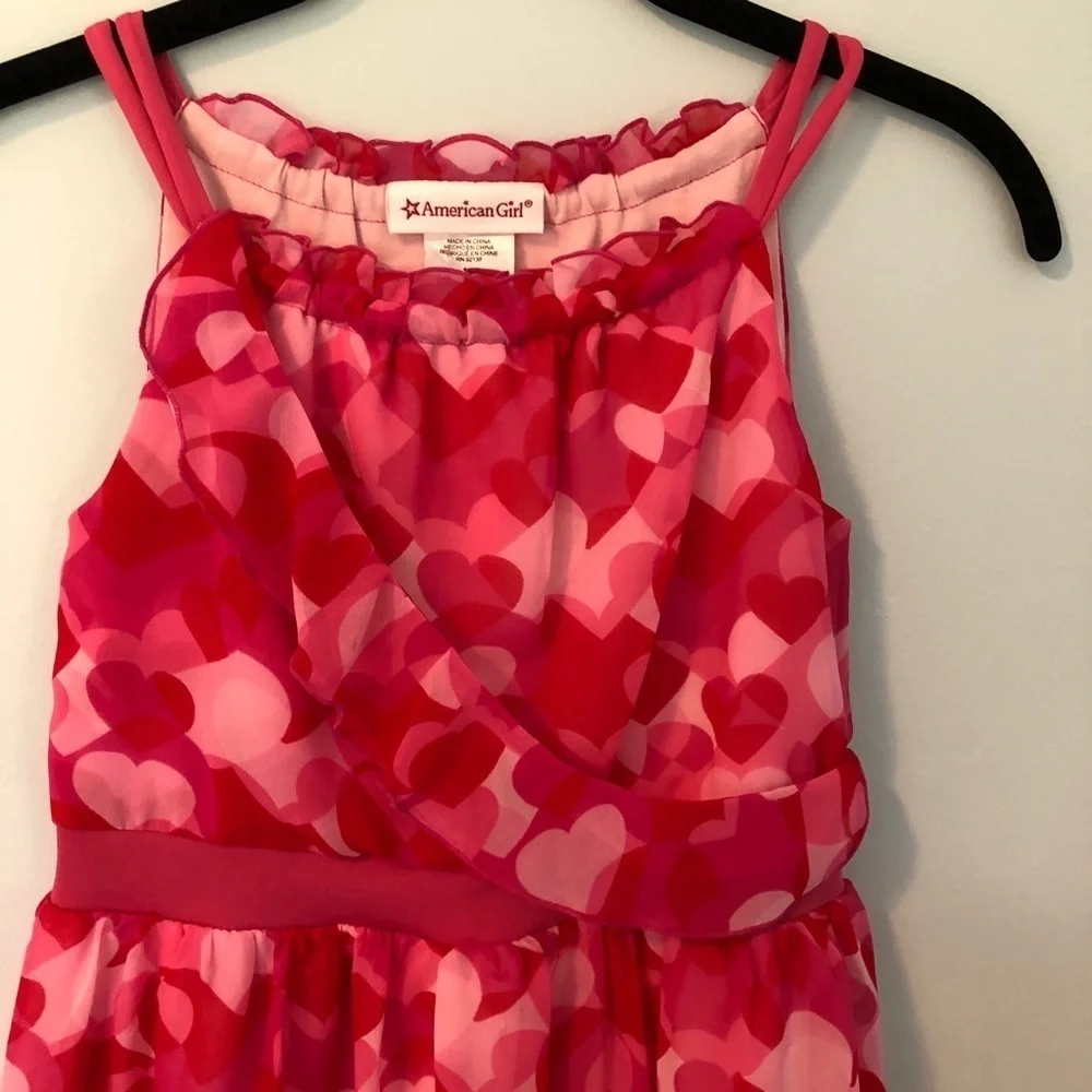 American Girl Red & Pink Heart Ruffle Sleeveless Dress Size 10